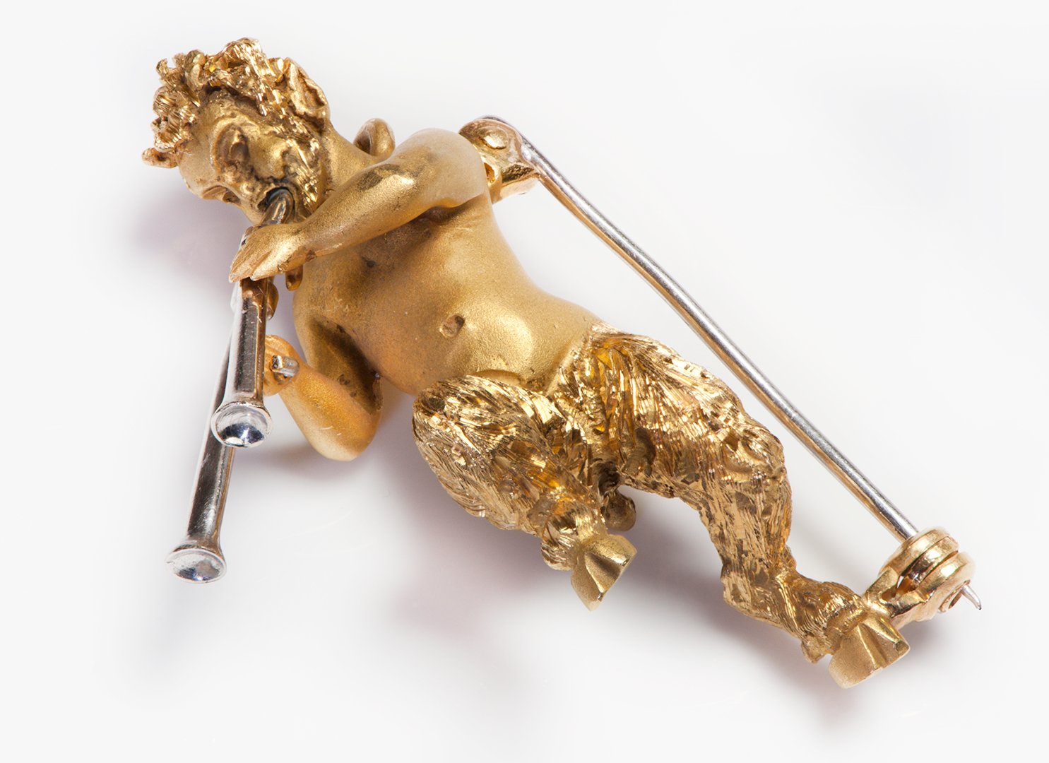 Renaissance Revival Style 18K Gold Faun Brooch