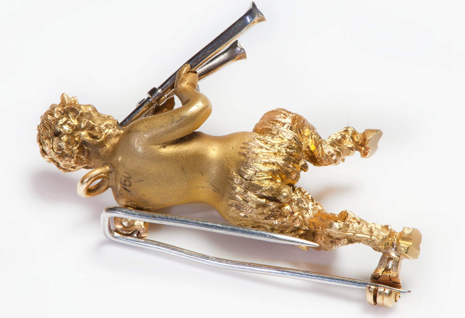 Renaissance Revival Style 18K Gold Faun Brooch