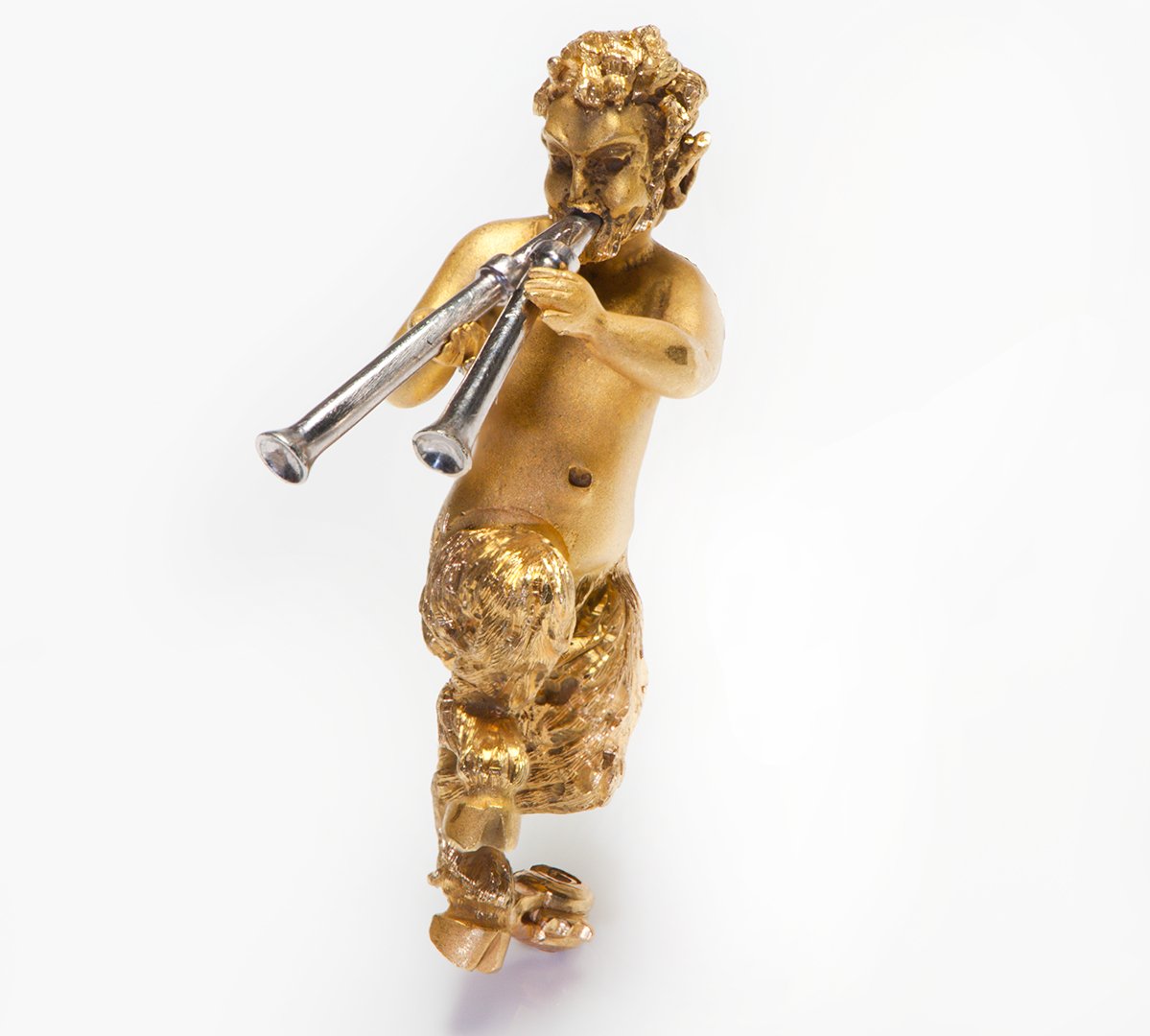 Renaissance Revival Style 18K Gold Faun Brooch
