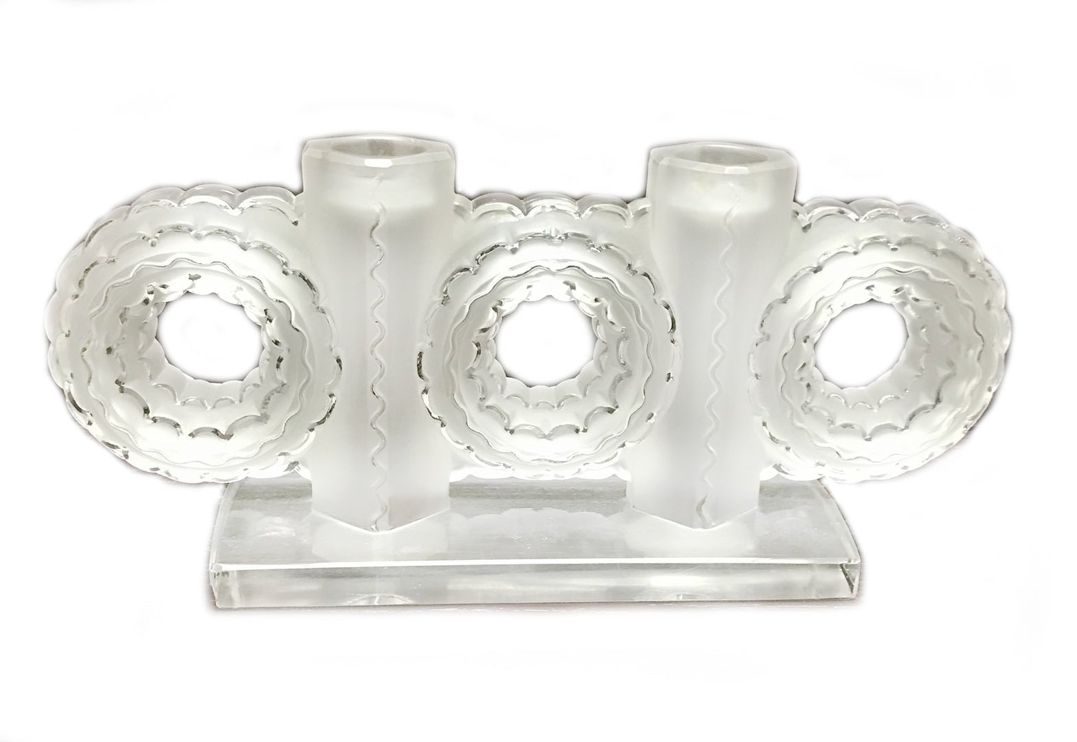 Rene Lalique Cluny Pair Candleholder