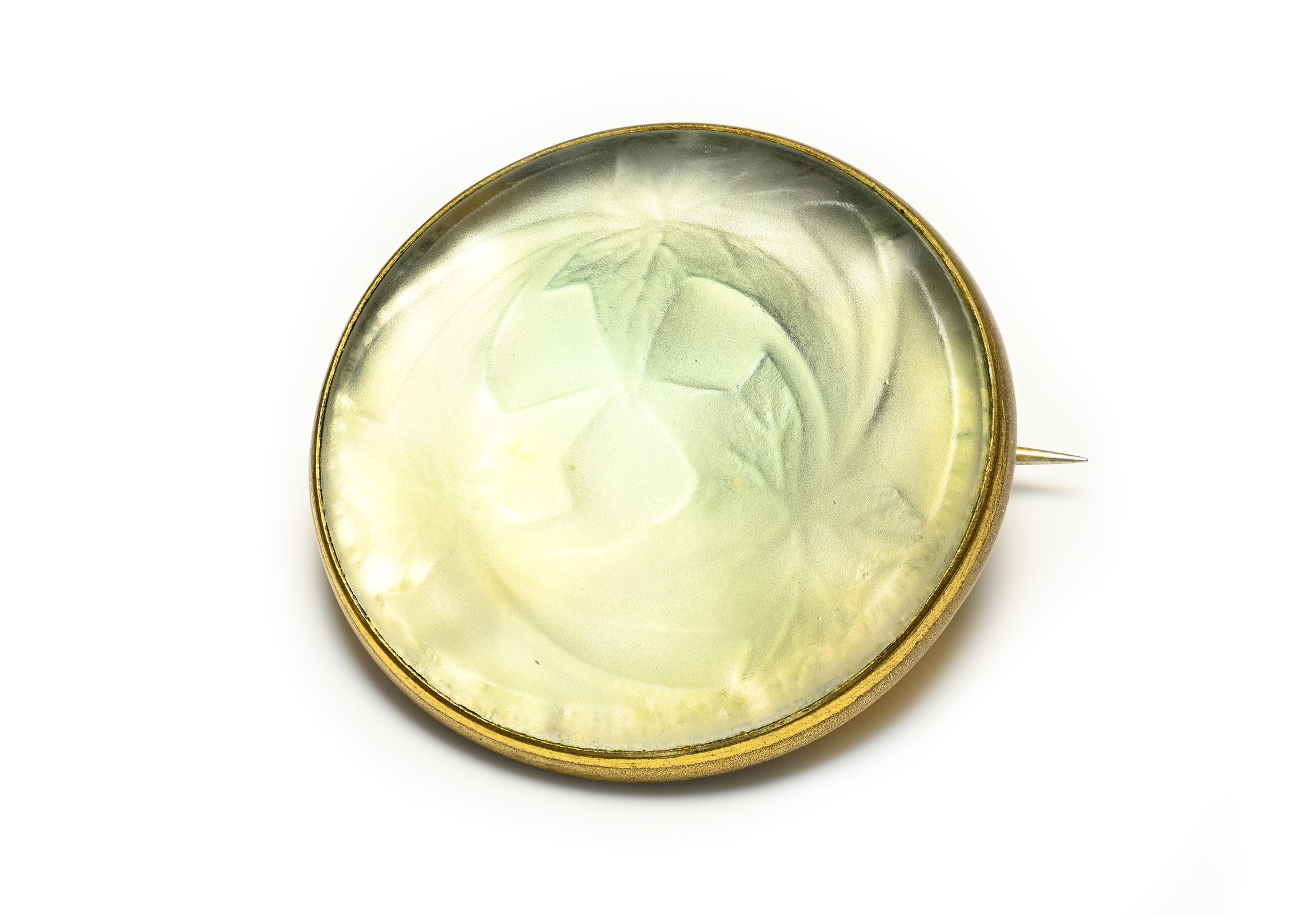 René Lalique “Feuilles de Lierre” Glass and Brass Brooch