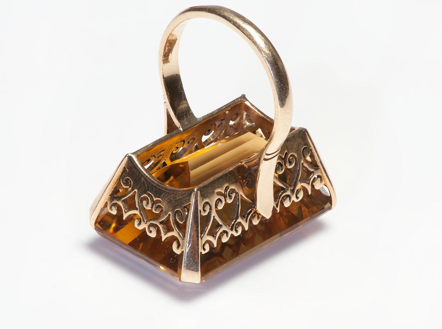 Retro Gold Citrine Ring