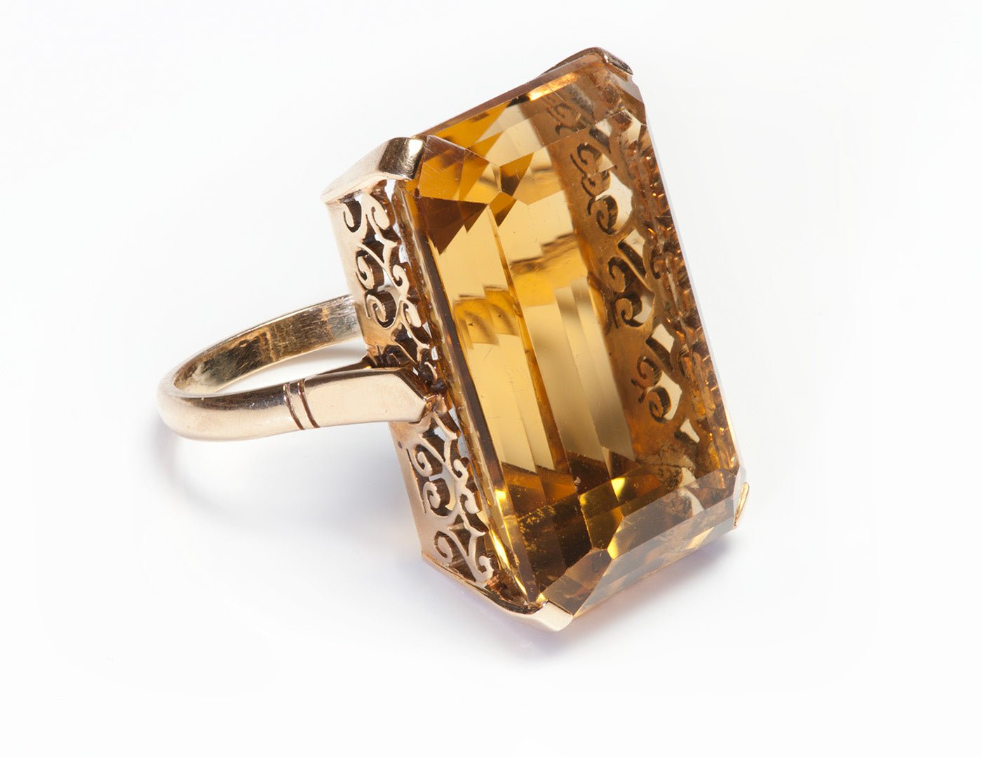 Retro Gold Citrine Ring