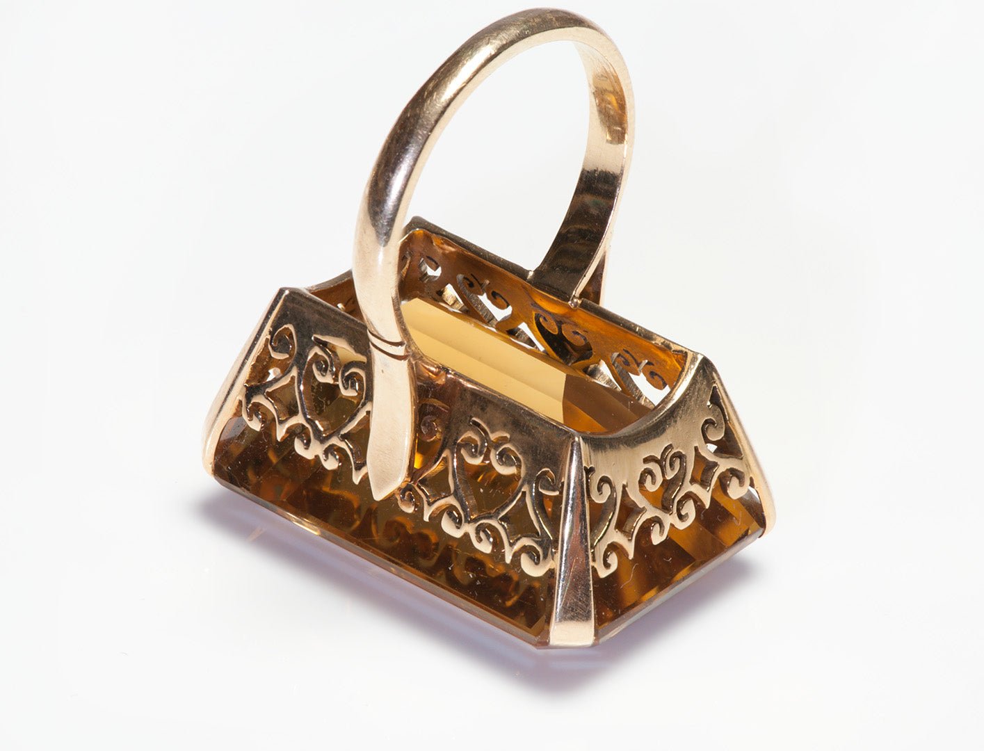 Retro Gold Citrine Ring