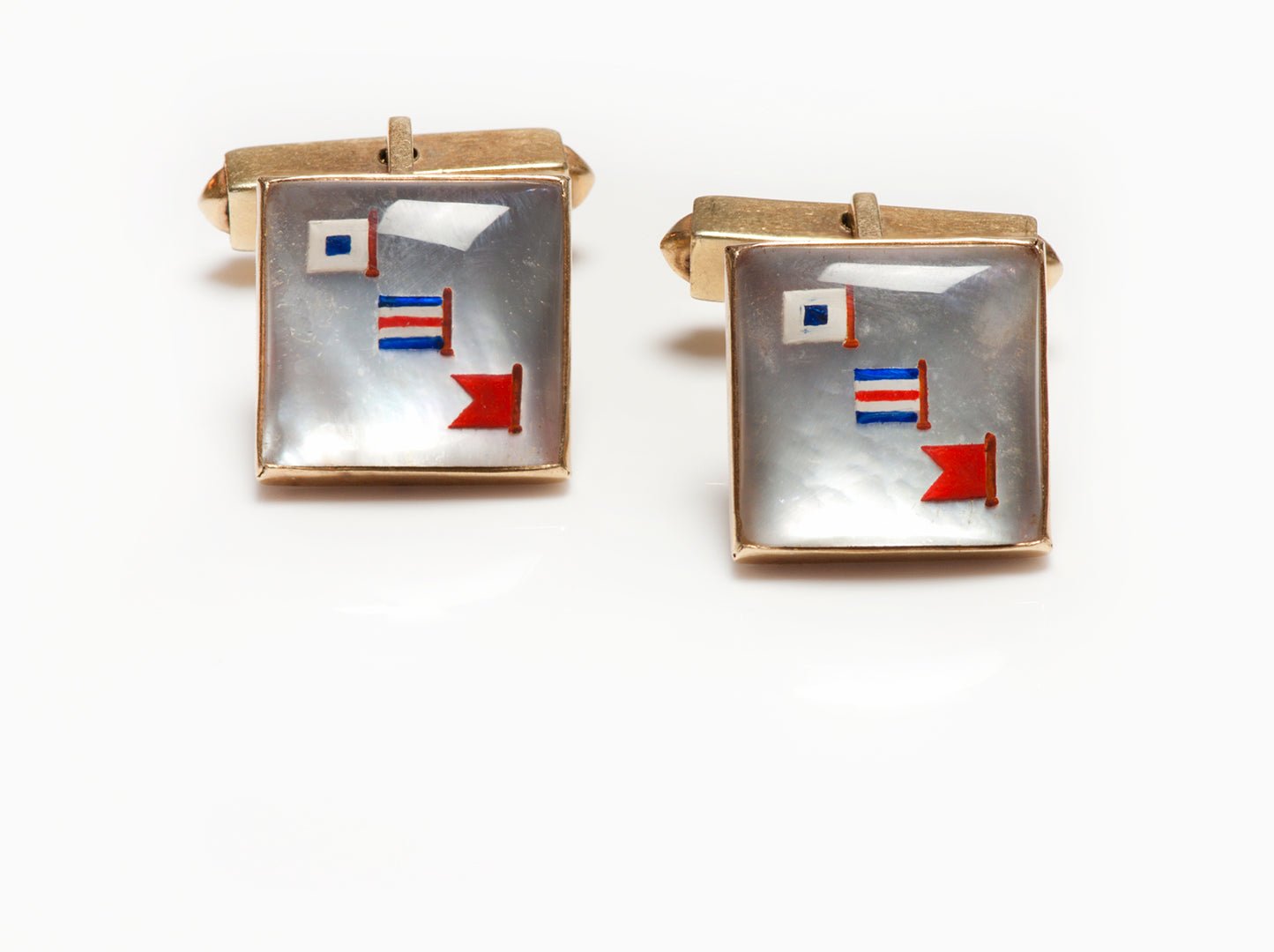 Reverse Crystal Gold Swivel Cufflinks