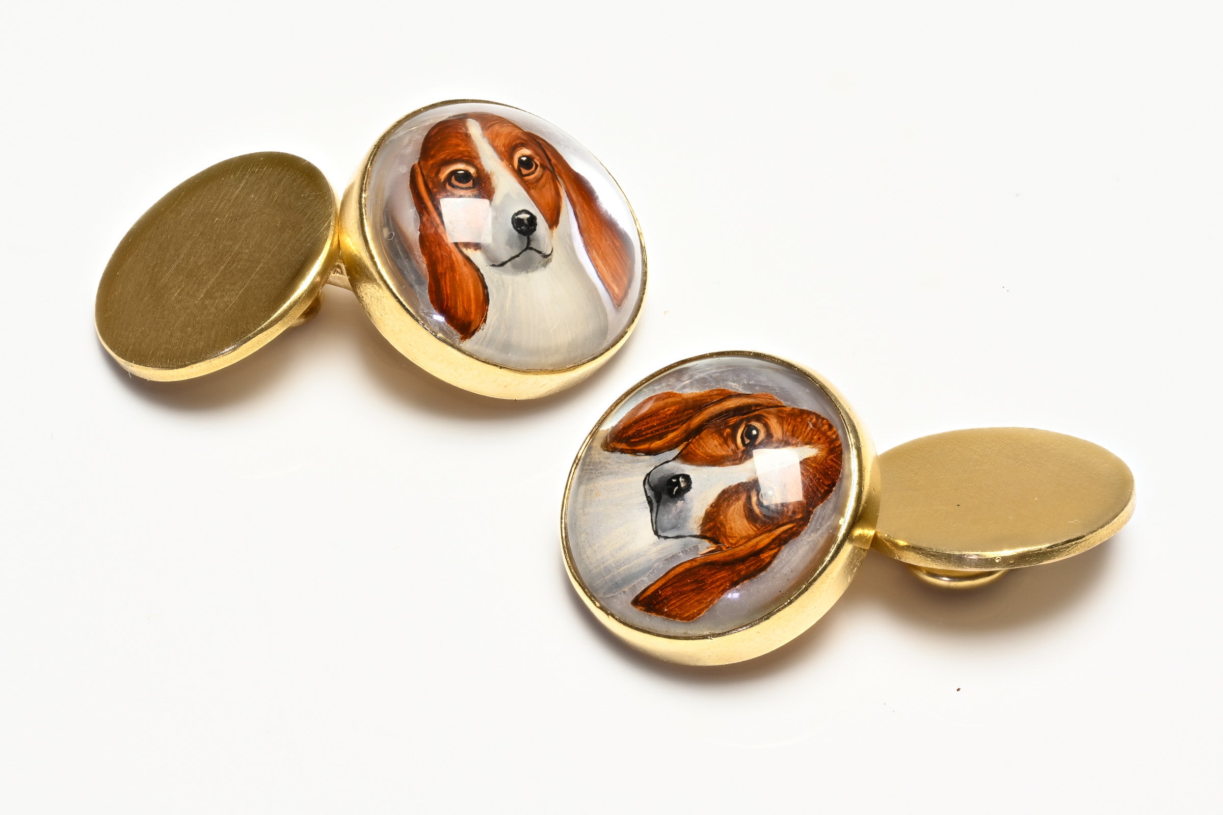 Reverse Crystal Dog Gold Cufflinks