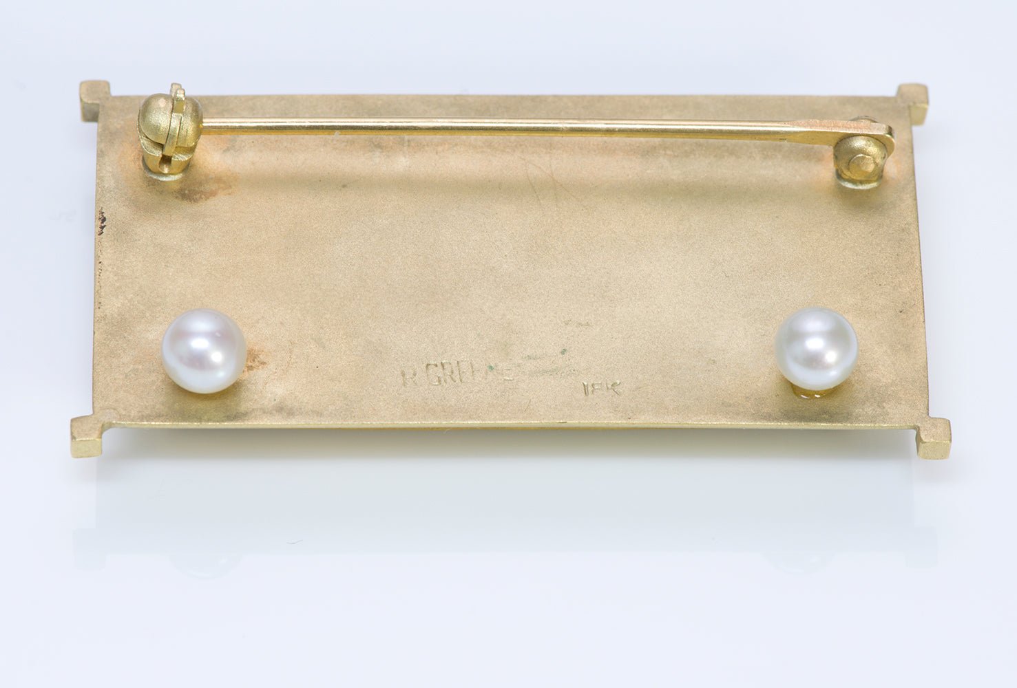 Rob Greene 18K Gold Scenic Agate Brooch