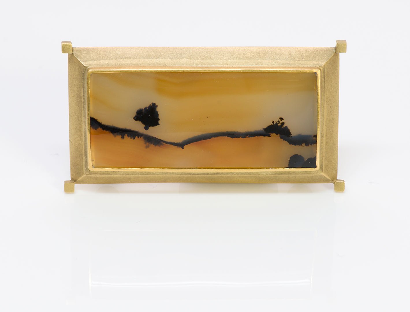 Rob Greene 18K Gold Scenic Agate Brooch