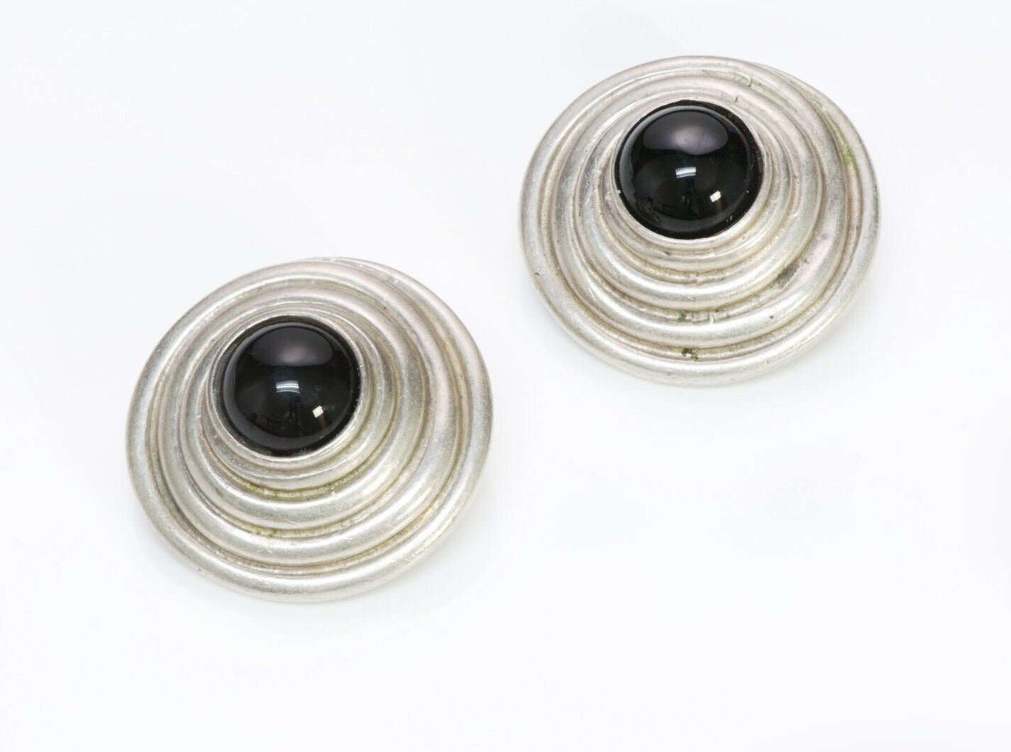 Robert Lee Morris RLM Silver Plated Onyx Swirl Earrings