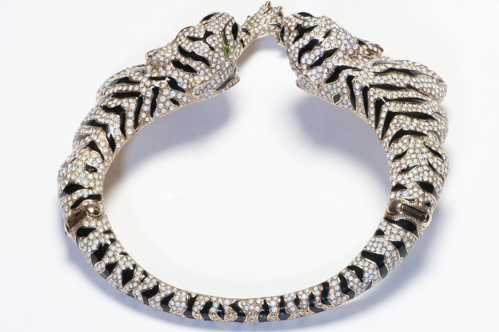 Roberto Cavalli Spring 2013 Black Enamel Tiger Opaline Crystal Collar Necklace