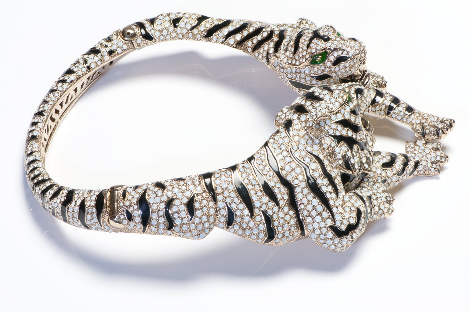 Roberto Cavalli Spring 2013 Black Enamel Tiger Opaline Crystal Collar Necklace