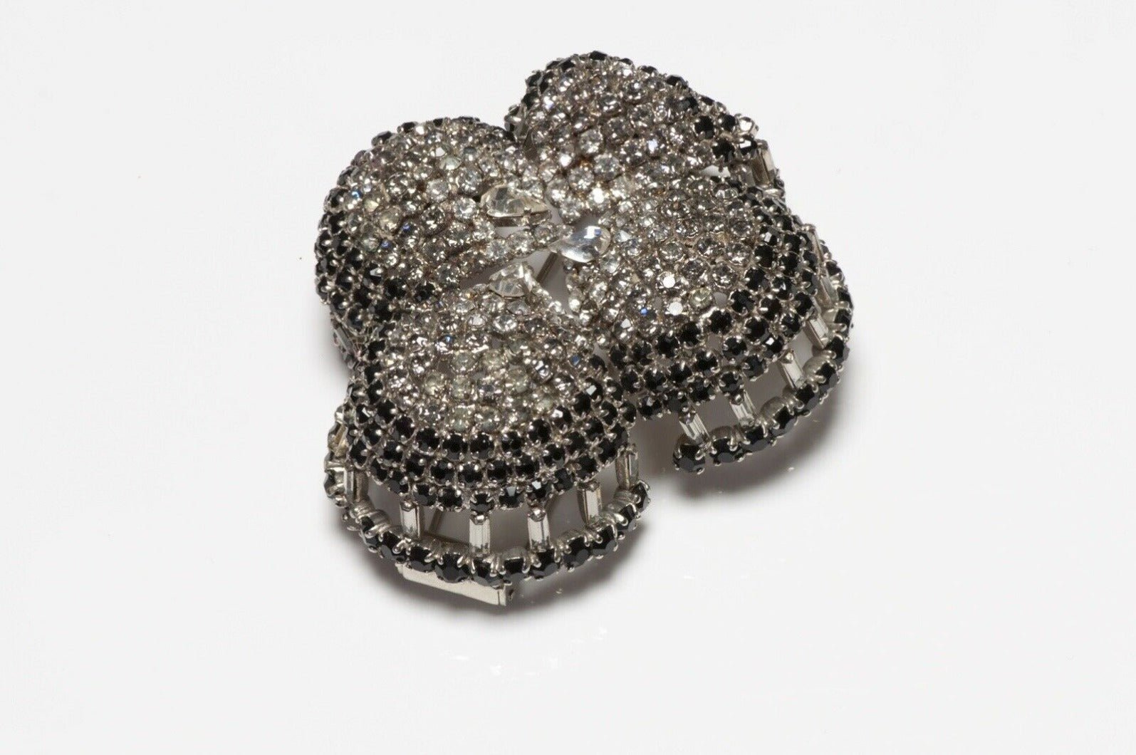 Roger Jean-Pierre 1950’s Black White Crystal Spades Brooch