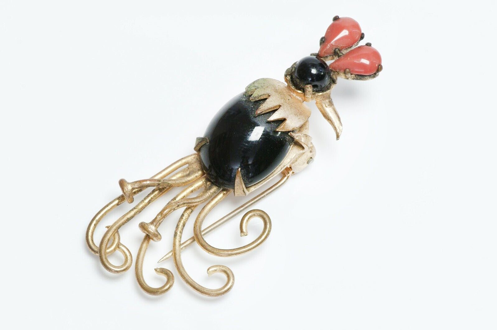Roger Jean-Pierre Paris DEPOSE 1940’s Glass Rooster Brooch