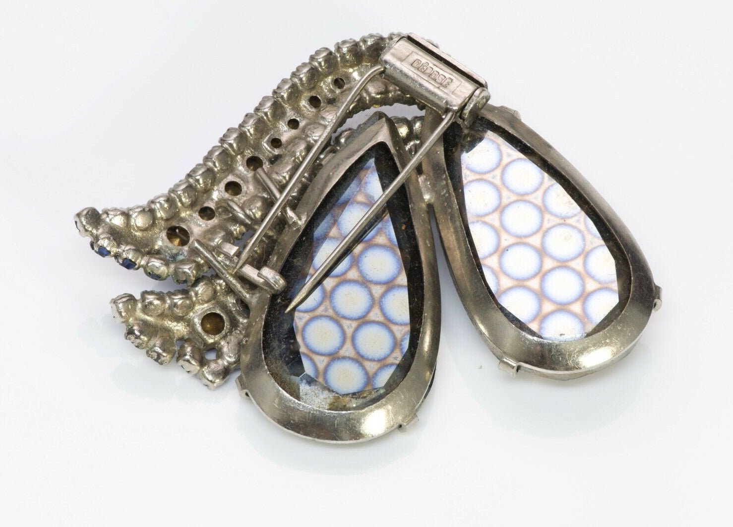 Roger Jean-Pierre Paris DEPOSE Blue Crystal Butterfly Brooch