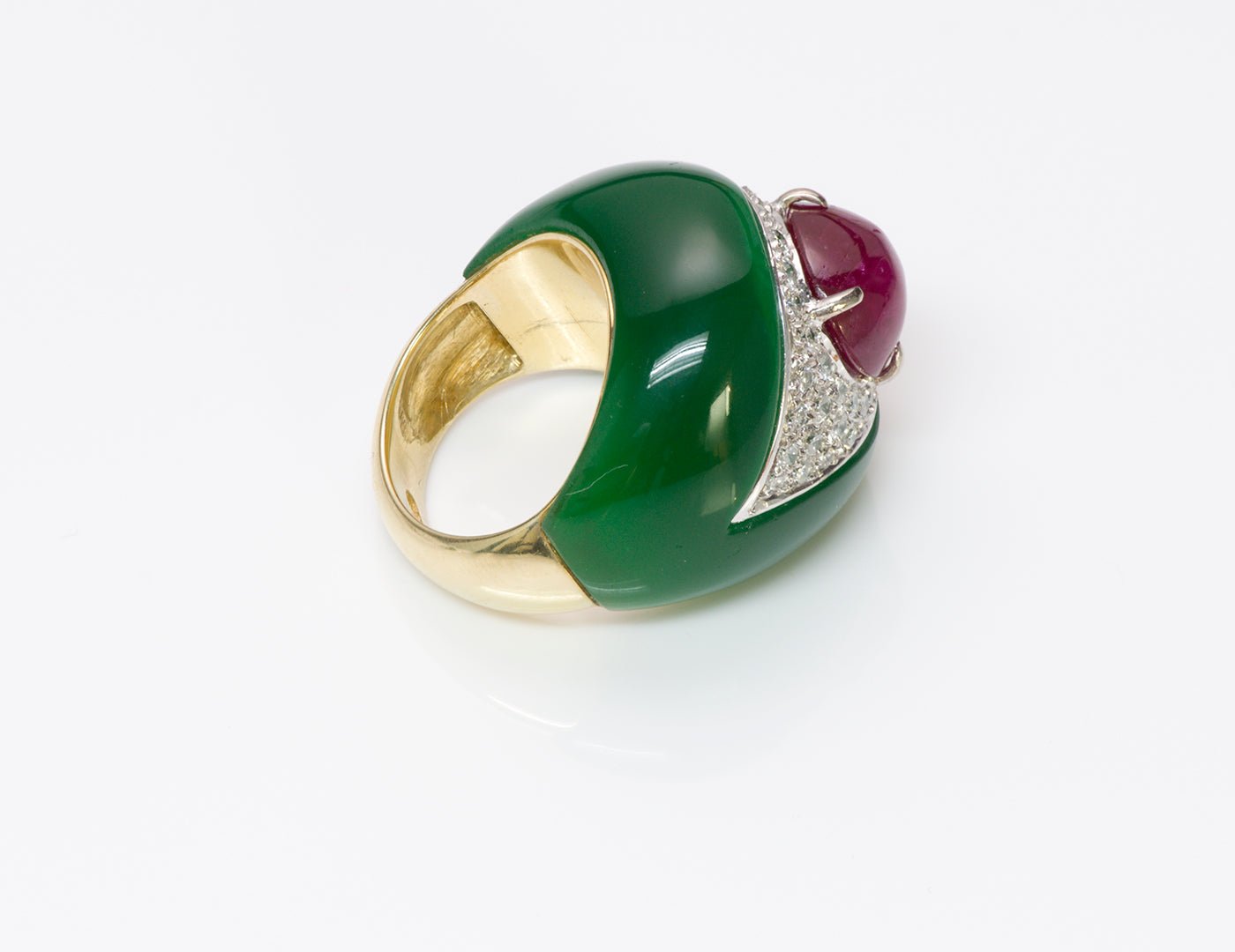 Ruby Diamond Onyx 18K Gold Ring