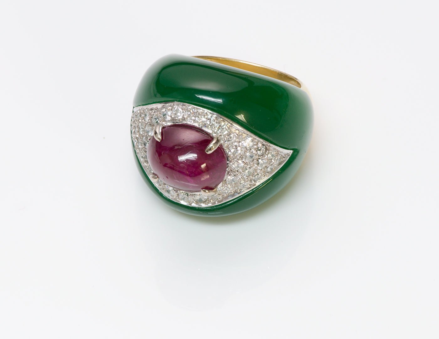 Ruby Diamond Onyx 18K Gold Ring