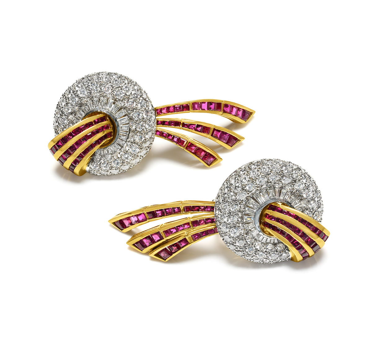 Ruby Diamond 18K Gold Earrings