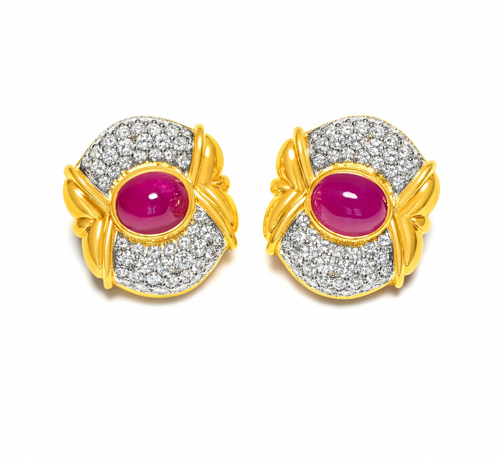 Burma Ruby Diamond Earrings in 18K Gold Platinum