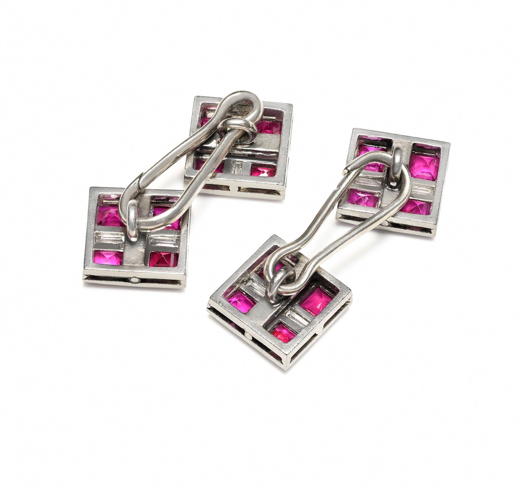 Luxurious Ruby and Diamond Platinum Cufflinks vintage
