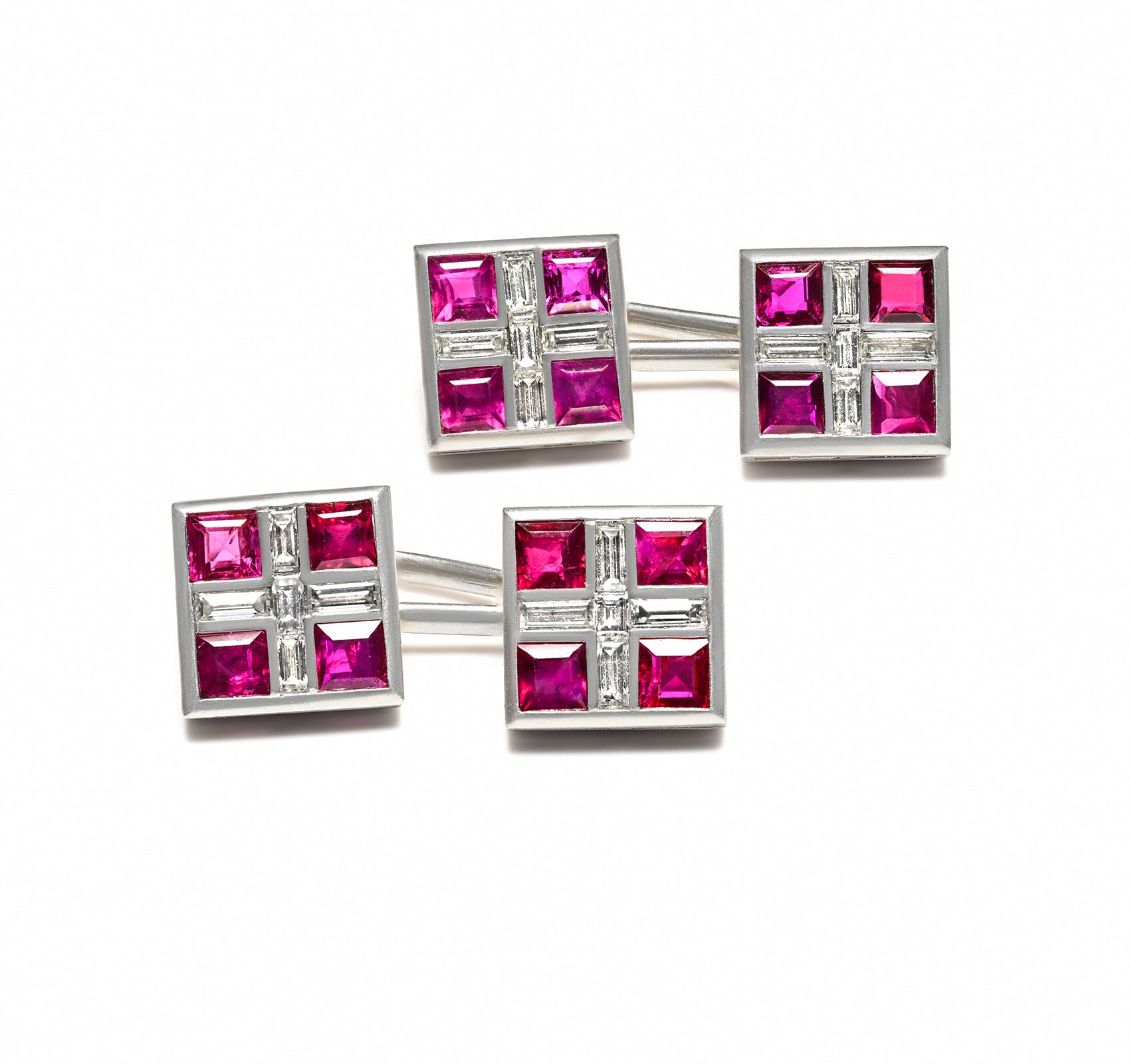 Ruby Diamond Platinum Cufflinks deco