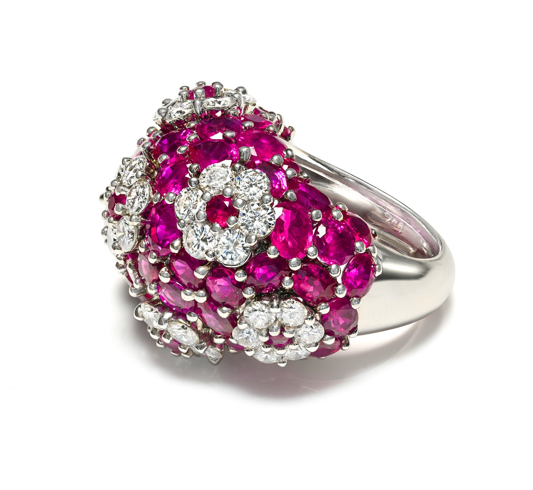 Burma Ruby Diamond Dome 18K Ring gold