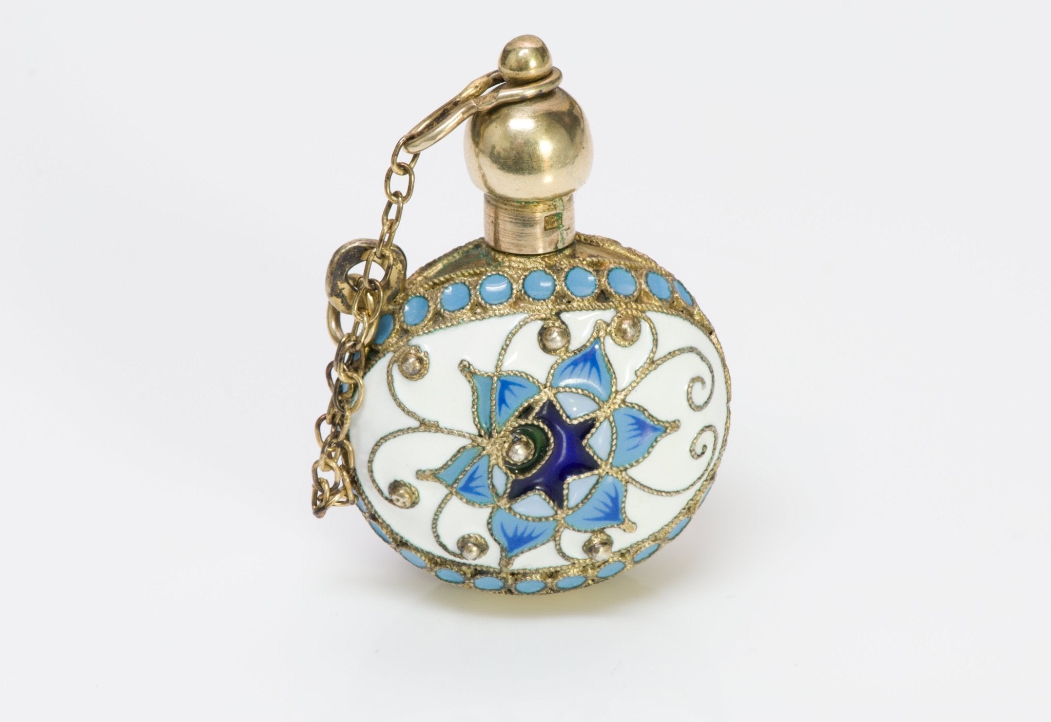 Russian Enamel Silver Perfume Bottle