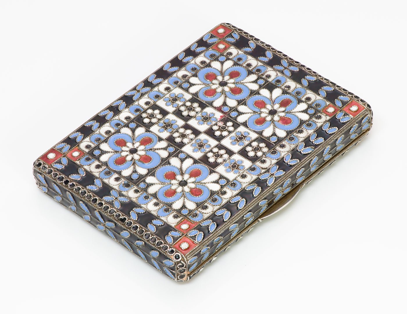 Russian Multicolored Enamel Silver Box