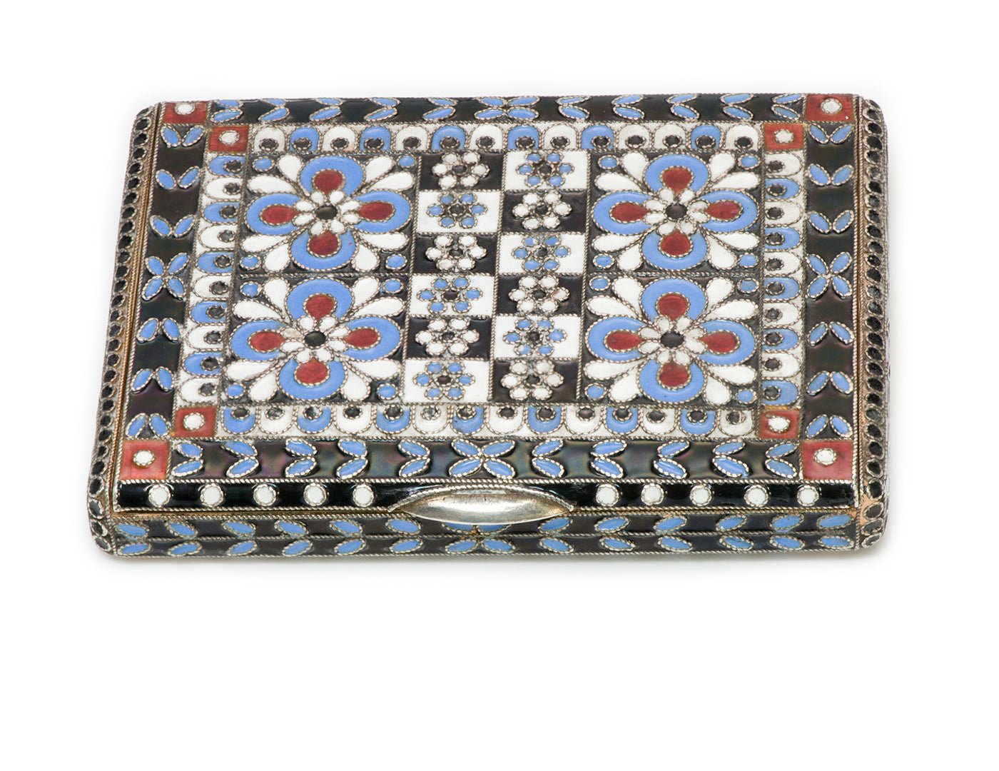 Russian Multicolored Enamel Silver Box