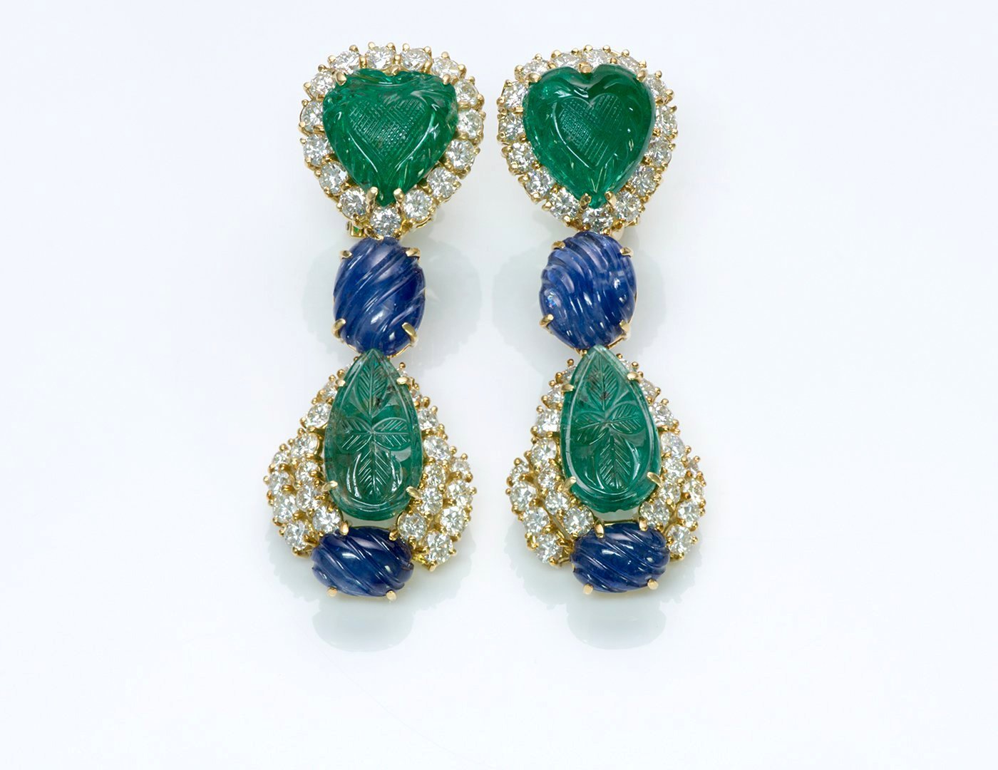Sabbadini Emerald Sapphire Diamond Earrings