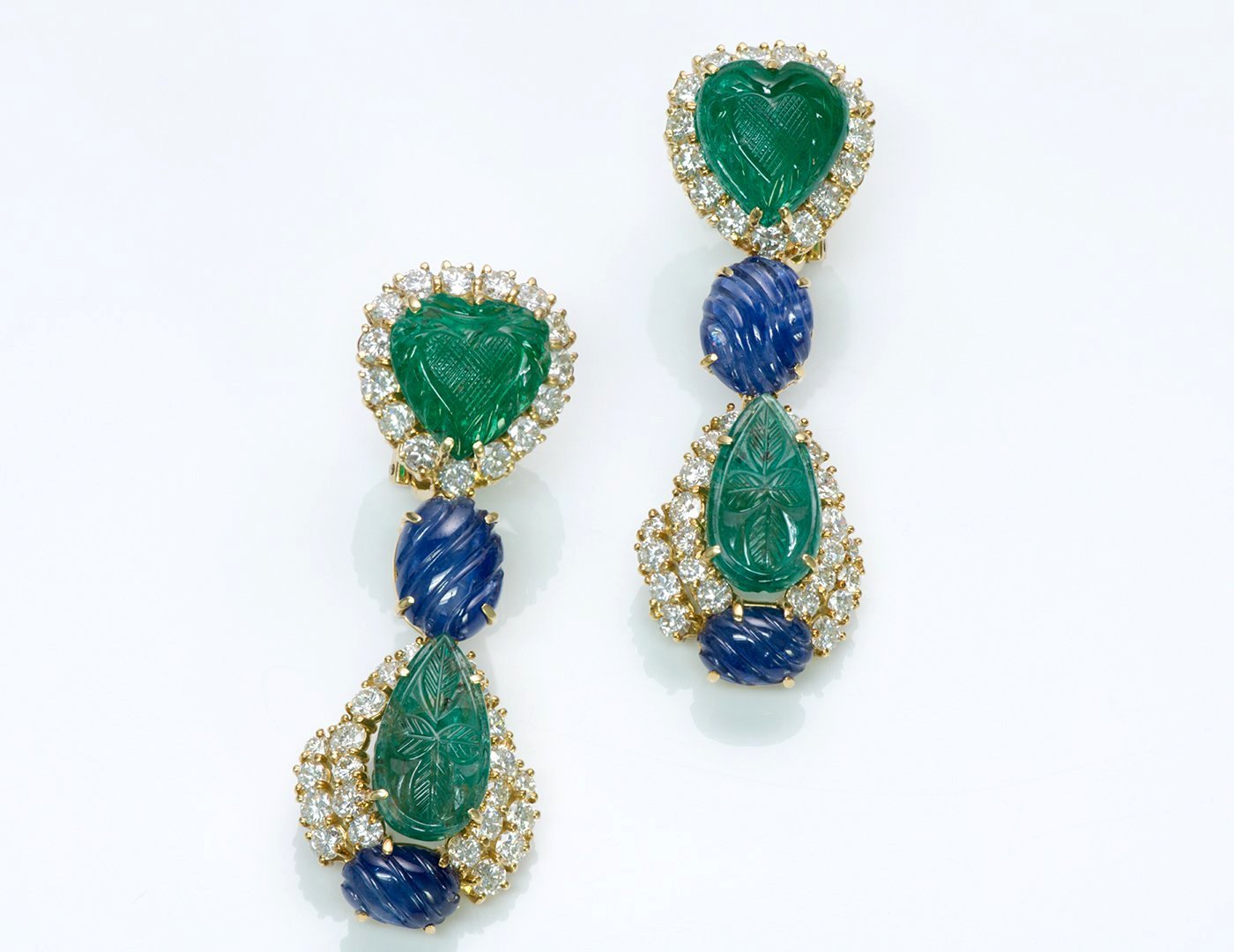 Sabbadini Emerald Sapphire Diamond Earrings