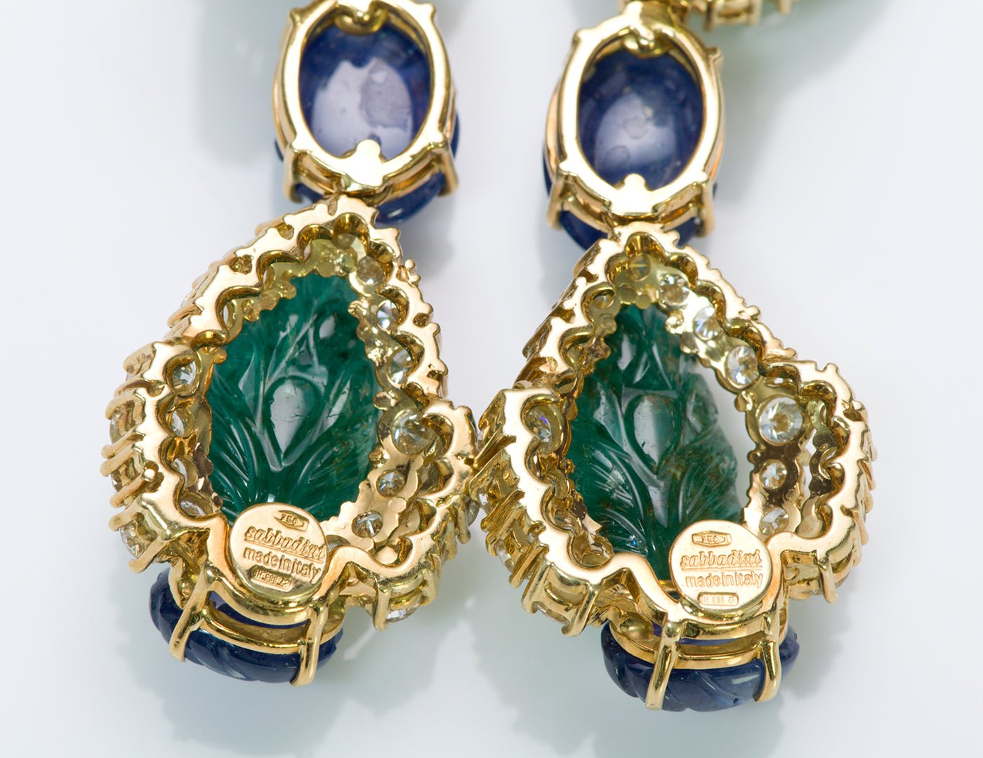 Sabbadini Emerald Sapphire Diamond Earrings