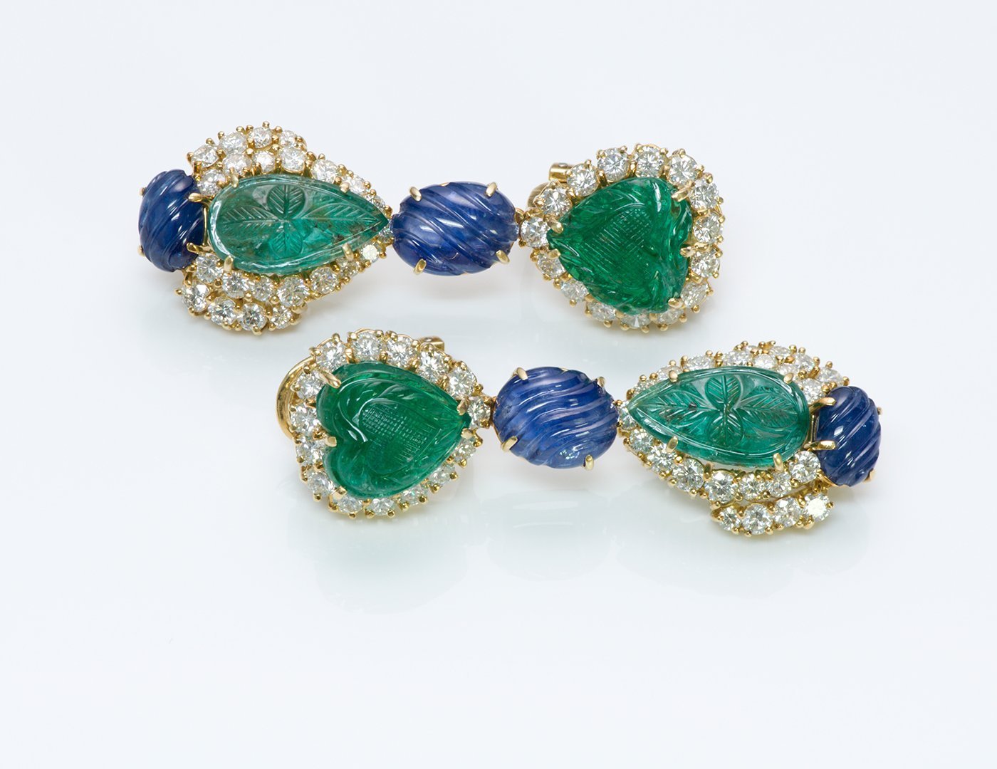 Sabbadini Emerald Sapphire Diamond Earrings