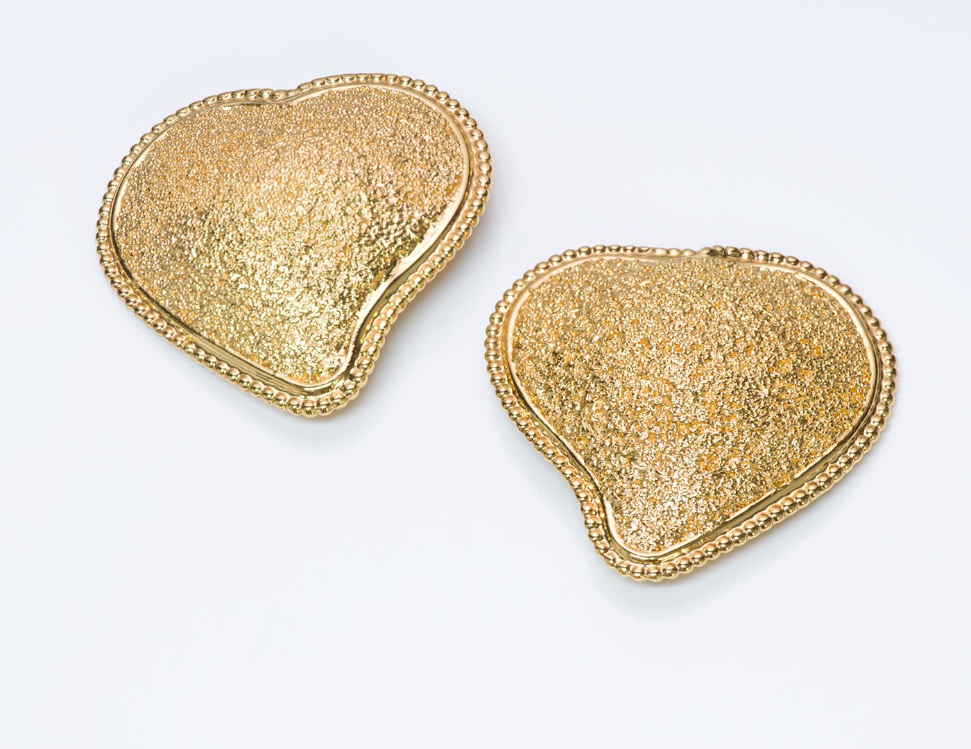 Saint Laurent YSL Gold Tone Heart Earrings