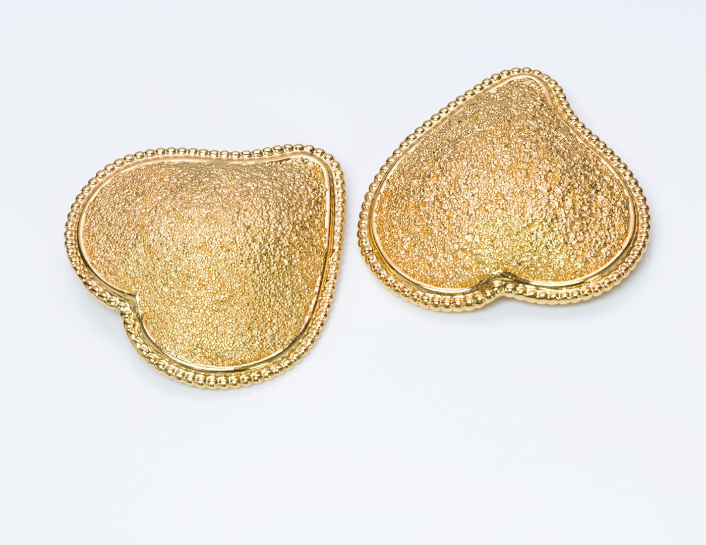 Saint Laurent YSL Gold Tone Heart Earrings