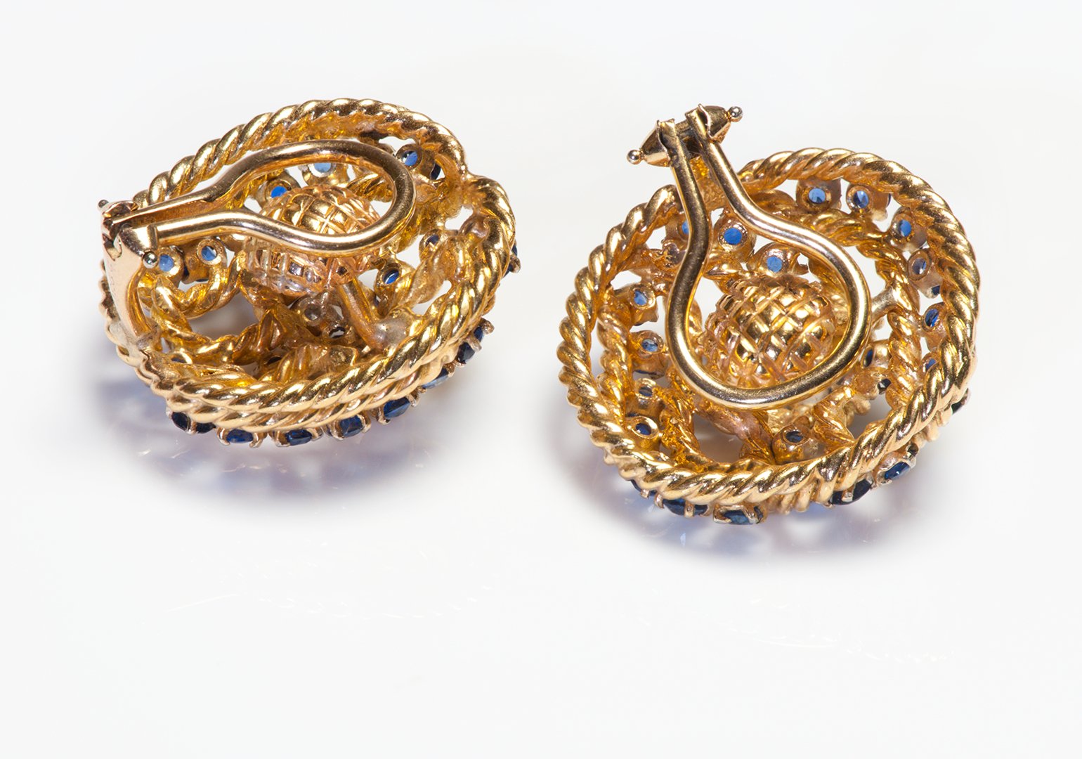 Sapphire and Diamond Yellow Gold Earrings