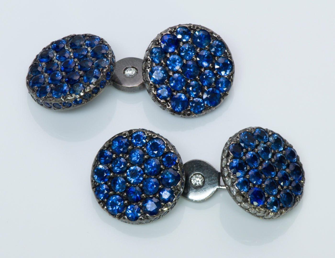 Sapphire Diamond 18K Gold Cufflinks