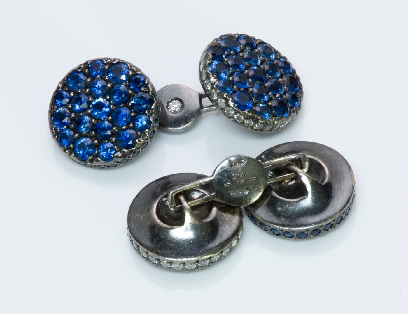Sapphire Diamond 18K Gold Cufflinks