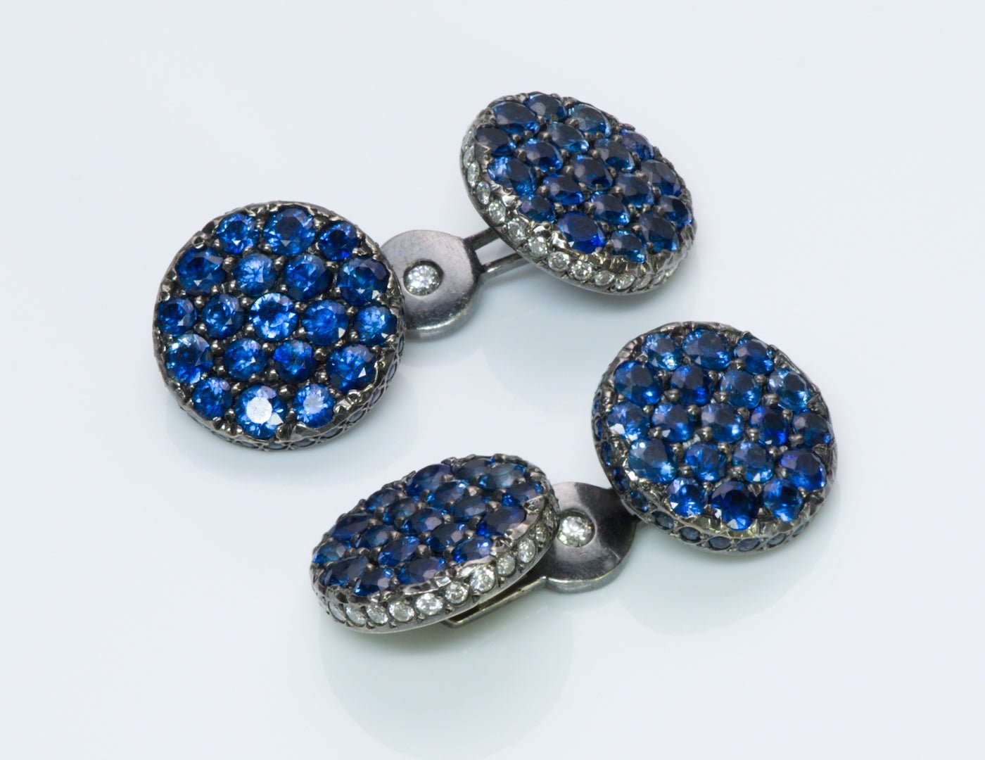 Sapphire Diamond 18K Gold Cufflinks