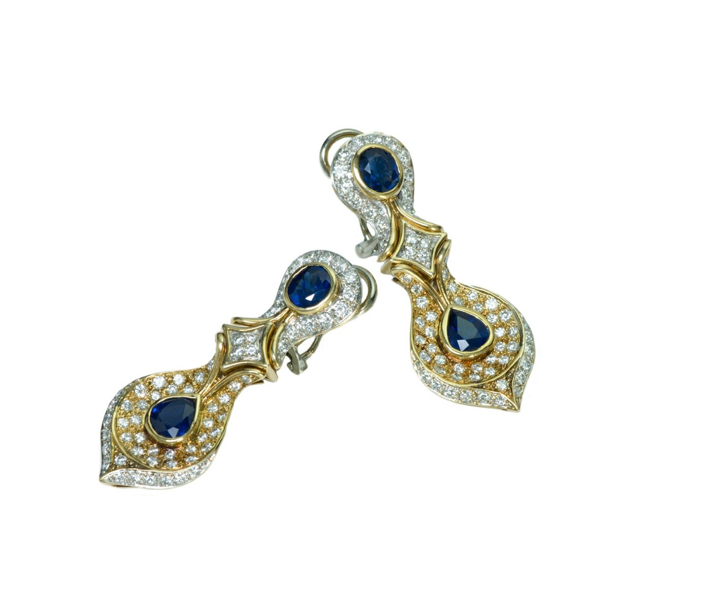Sapphire Diamond 18K Gold Earrings