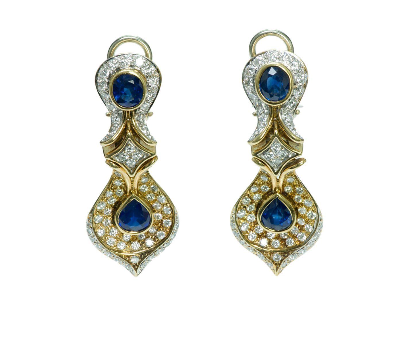 Sapphire Diamond 18K Gold Earrings