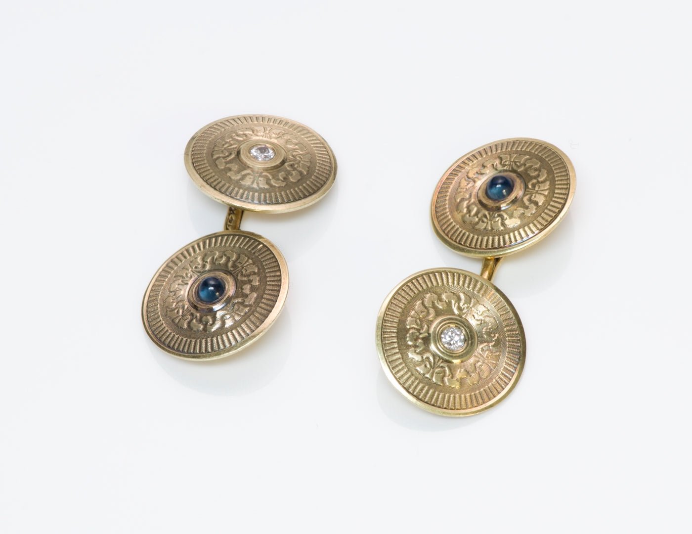 Sapphire & Diamond Gold Cufflinks