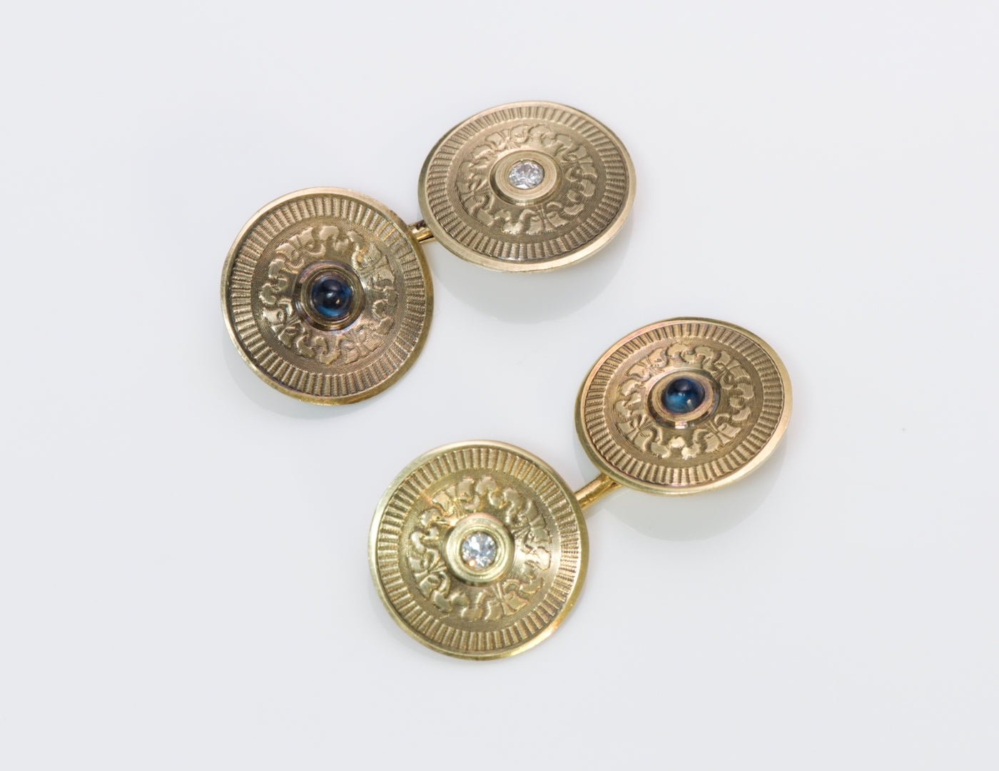 Sapphire & Diamond Gold Cufflinks