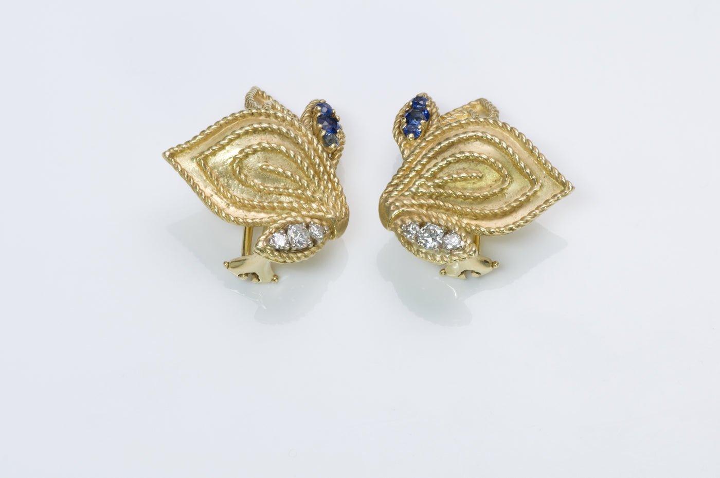 Sapphire Diamond Gold Earrings