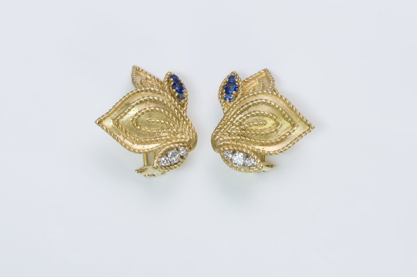 Sapphire Diamond Gold Earrings