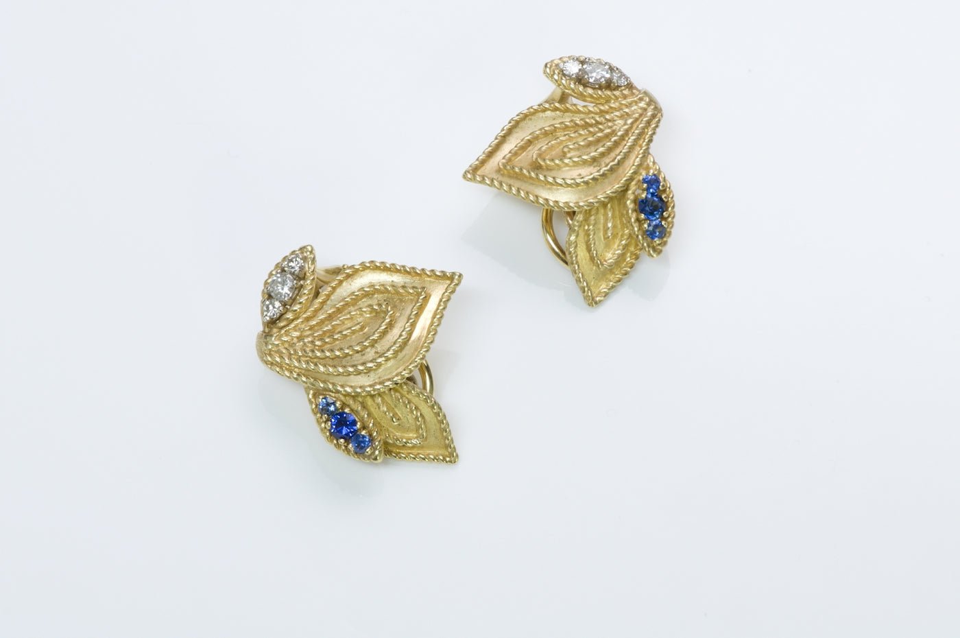 Sapphire Diamond Gold Earrings