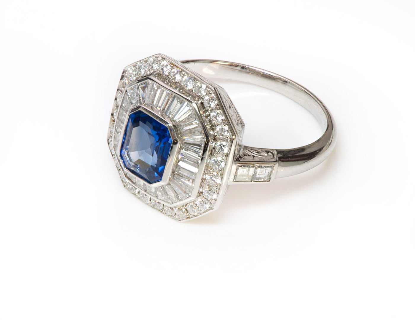 Sapphire Diamond Platinum Ring 2