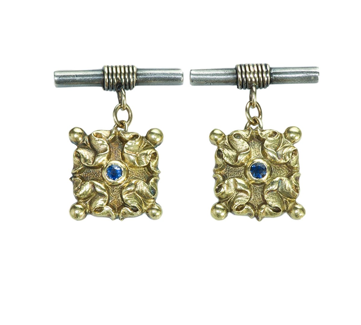 Sapphire Gold & Silver Vintage Cufflinks