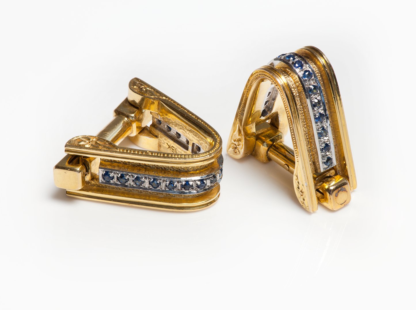Sapphire Stirrup 18K Gold Cufflinks