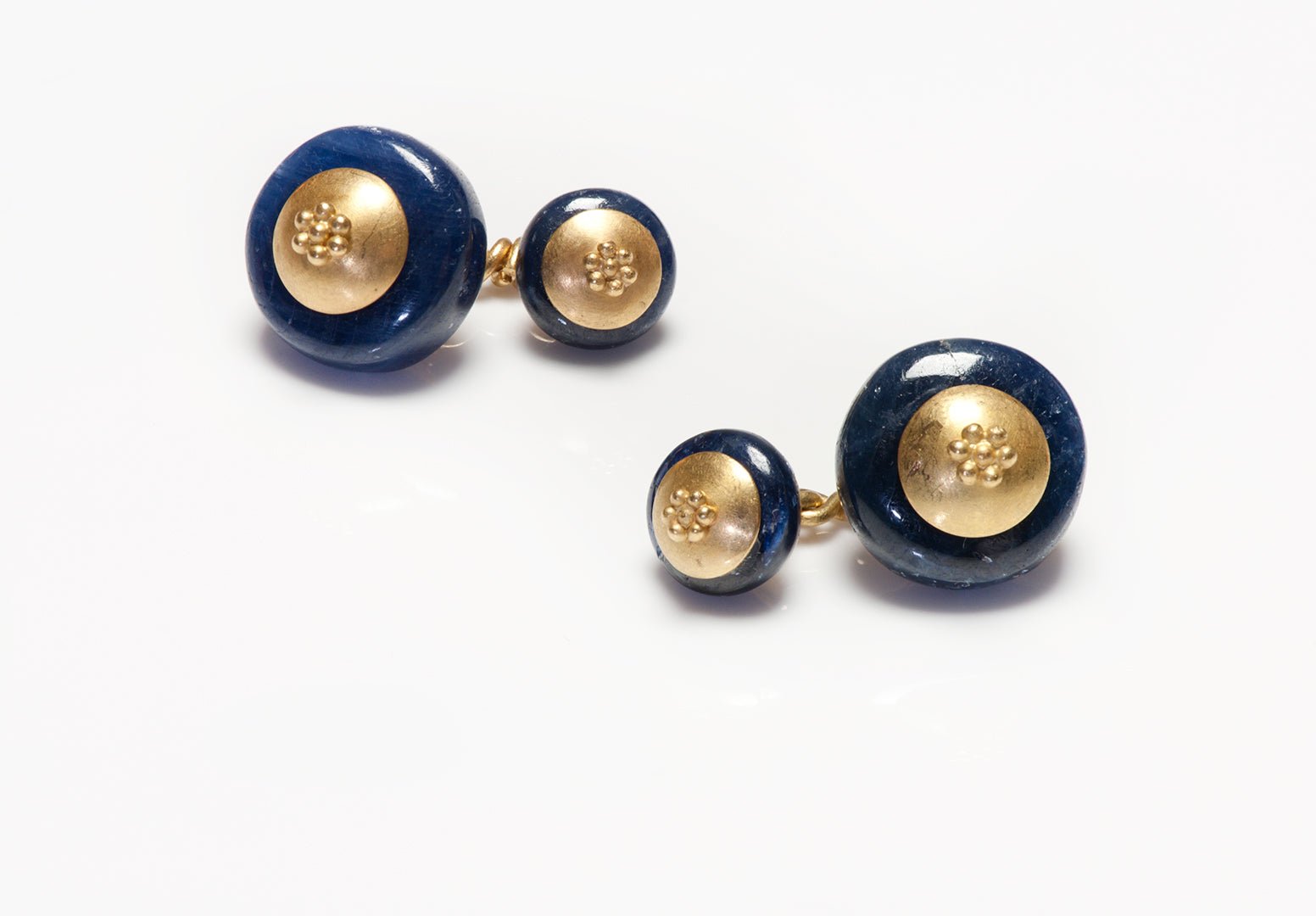 Sapphire Yellow Gold Bead Cufflinks