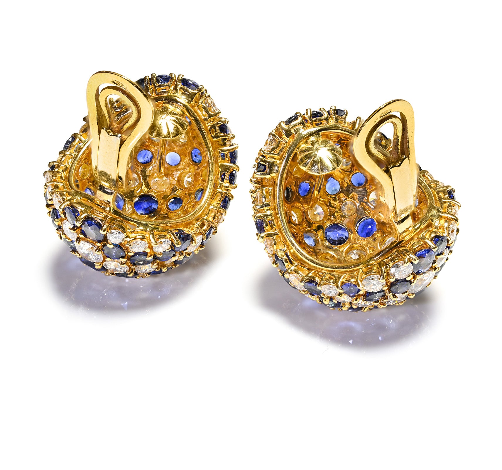 Diamond Sapphire 18K Earrings Dome